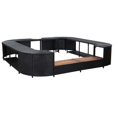 vidaXL Kvadraten okvir za masažno kad črn 268x268x55 cm poli ratan