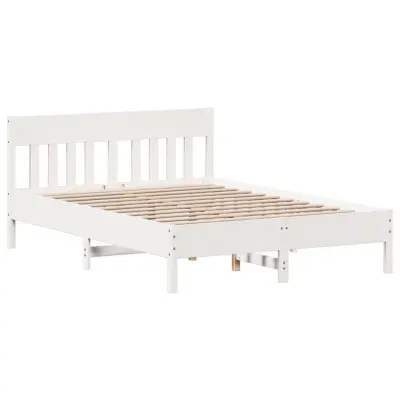 vidaXL Posteljni okvir brez vzmetnice bel 120x190 cm trdna borovina