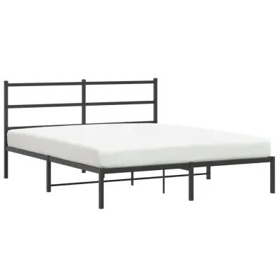 vidaXL Kovinski posteljni okvir z vzglavjem črn 150x200 cm
