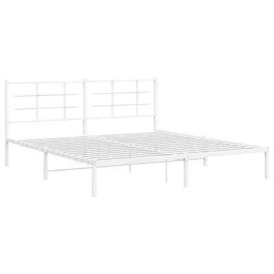 vidaXL Kovinski posteljni okvir z vzglavjem bel 180x200 cm