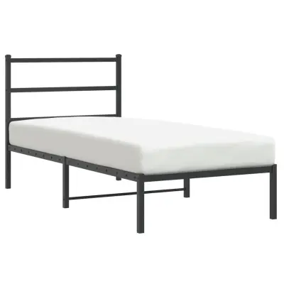 vidaXL Kovinski posteljni okvir z vzglavjem črn 90x200 cm