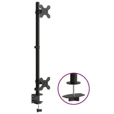 vidaXL Dvojni nosilec za monitor črno jeklo VESA 75/100 mm