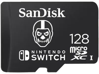 SanDisk Nintendo MicroSD UHS I Card - Fortnite Edition, Skull Trooper, 128GB