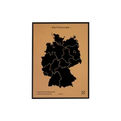 Zemljevid iz plute - Woody Map Natural Germany / 60 x 45 cm / črn / črn okvir