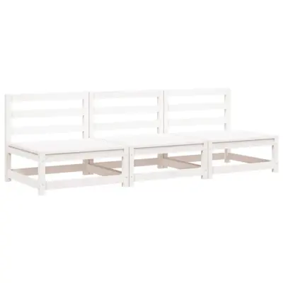 vidaXL Vrtni kavči brez naslonov 3 kos beli 70x70x67 cm trdna borovina