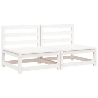 vidaXL Vrtni kavči brez naslonov 2 kos beli 70x70x67 cm trdna borovina