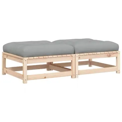 vidaXL Vrtni stolček za noge z blazino 2 kosa trdna borovina