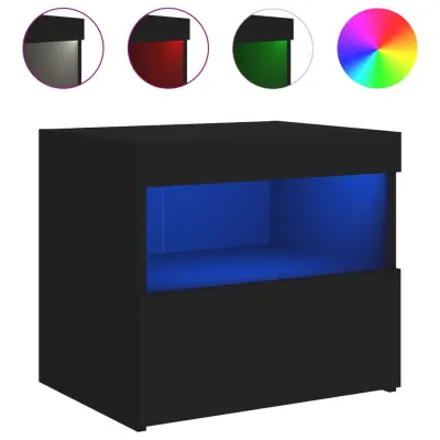 vidaXL Nočna omarica z LED lučkami črna 50x40x45 cm