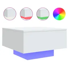 vidaXL Klubska mizica z LED lučmi bela 55x55x31 cm