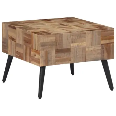 vidaXL Klubska mizica siva 55x55x40 cm trdna predelana tikovina