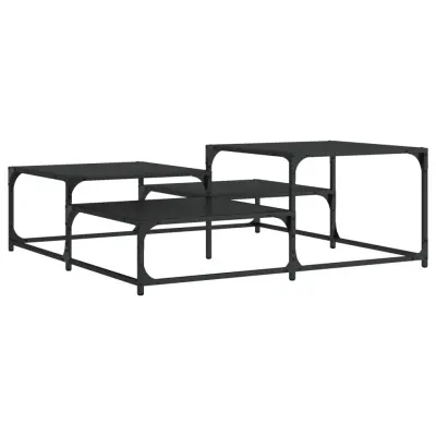 vidaXL Klubska mizica črna 107x107x40 cm inženirski les