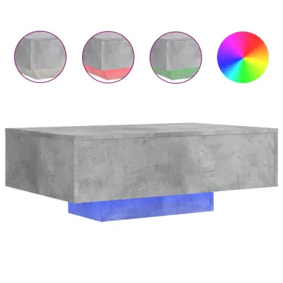 vidaXL Klubska mizica z LED lučmi betonsko siva 85x55x31 cm