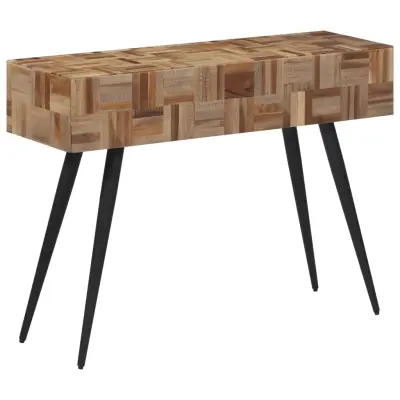 vidaXL Konzolna mizica 110x34x80 cm trdna predelana tikovina