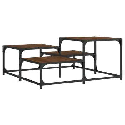 vidaXL Klubska mizica rjav hrast 87,5x87,5x40 cm inženirski les