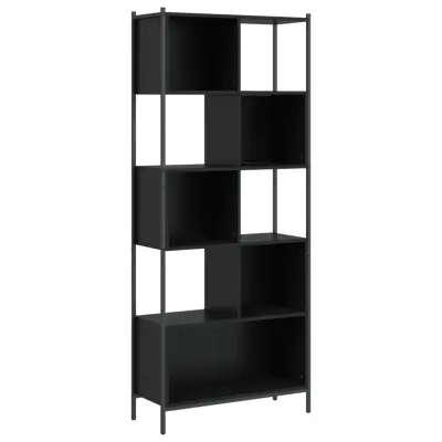 vidaXL Knjižna omara črna 72x28x172 cm inženirski les