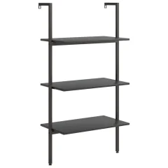 vidaXL 3-nadstropni prislonski regal črn 64x35x120,5 cm
