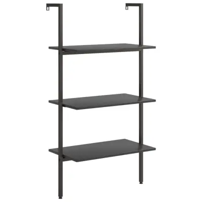 vidaXL 3-nadstropni prislonski regal črn 64x35x120,5 cm