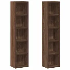 vidaXL Omarica za CD-je 2 kosa rjavi hrast 21x16x93,5 cm inžen. les