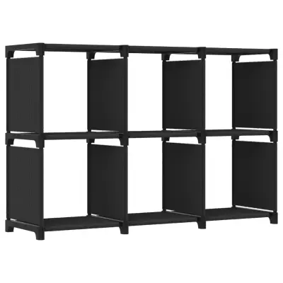 vidaXL Regal s 6 kockastimi policami črn 103x30x72,5 cm blago