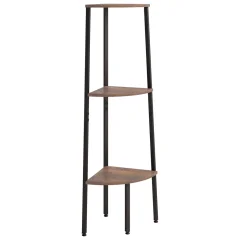vidaXL 3-nadstropni kotni regal temno rjav in črn 45,5x31,5x120 cm