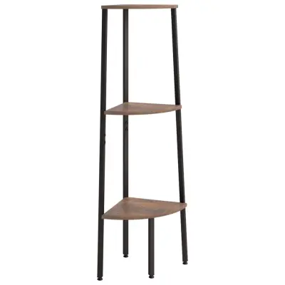 vidaXL 3-nadstropni kotni regal temno rjav in črn 45,5x31,5x120 cm