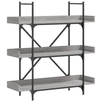 vidaXL Knjižna omara 3-nadstropna siva sonoma 100x33x108,5 cm in. les