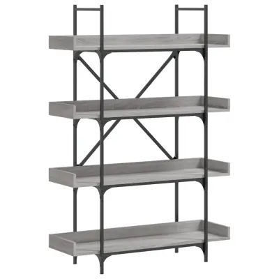 vidaXL Knjižna omara 4-nadstropna siva sonoma 100x33x145,5 cm inž. les