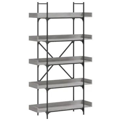 vidaXL Knjižna omara 5-nadstropna siva sonoma 100x33x180,5 cm inž. les