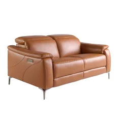 2-sedežni relax kavč v rjavem usnju