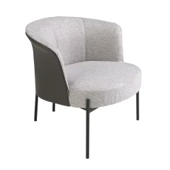 Fotelj iz sive tkanine in temno sivega usnja