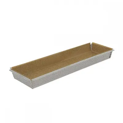 Pastry pekač pecivo 35x10,5xh3,5cm perforiran s folijo / snemljivo dno / inox