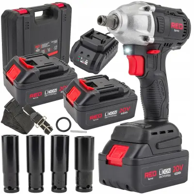 Set 20V aku. brezkrtačni udarni vijačnik 380Nm 1/2" 2x4Ah Li-ion LED + nastavki