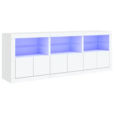 vidaXL Komoda z LED diodami bela 181,5x37x67 cm