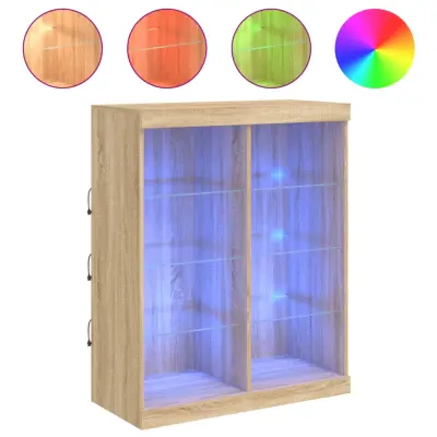 vidaXL Komoda z LED lučkami sonoma hrast 81x37x100 cm