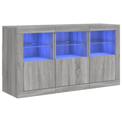 vidaXL Komoda z LED lučkami siva sonoma 123x37x67 cm