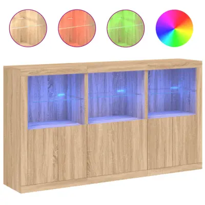 vidaXL Komoda z LED lučkami sonoma hrast 181,5x37x100cm