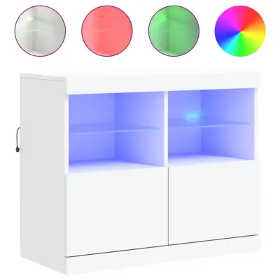 vidaXL Komoda z LED diodami bela 81x37x67 cm