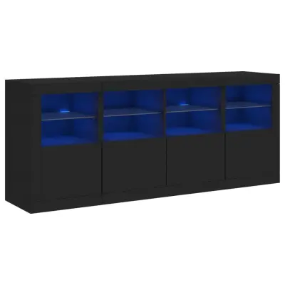 vidaXL Komoda z LED lučkami črna 163x37x67 cm