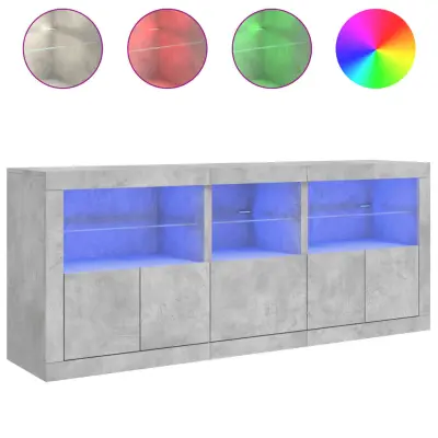 vidaXL Komoda z LED lučkami betonsko siva 162x37x67 cm