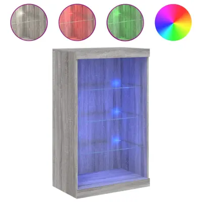vidaXL Komoda z LED lučkami siva sonoma 60,5x37x100 cm