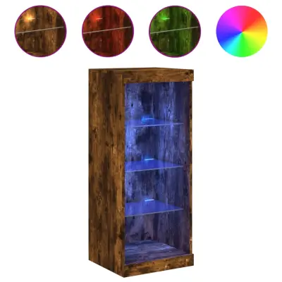 vidaXL Komoda z LED lučkami dimljen hrast 41x37x100 cm