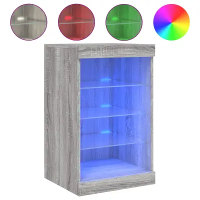 vidaXL Komoda z LED lučkami siva sonoma 41x37x67 cm
