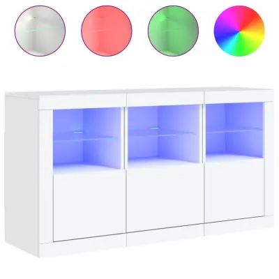 vidaXL Komoda z LED diodami bela 123x37x67 cm