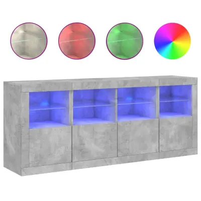 vidaXL Komoda z LED lučkami betonsko siva 163x37x67 cm