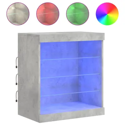 vidaXL Komoda z LED lučkami betonsko siva 60,5x37x67 cm