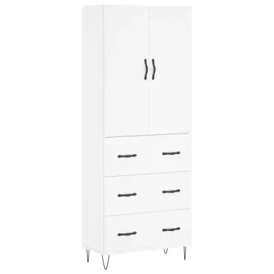 vidaXL Visoka omara bela 69,5x34x180 cm inženirski les