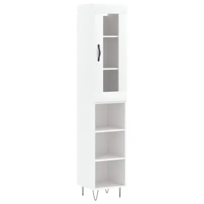 vidaXL Visoka omara bela 34,5x34x180 cm inženirski les