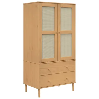 vidaXL Garderobna omara SENJA videz ratana rjava 90x55x175 cm borovina