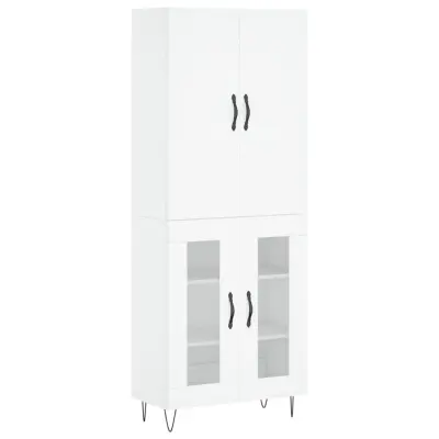 vidaXL Visoka omara bela 69,5x34x180 cm inženirski les