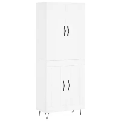 vidaXL Visoka omara bela 69,5x34x180 cm inženirski les